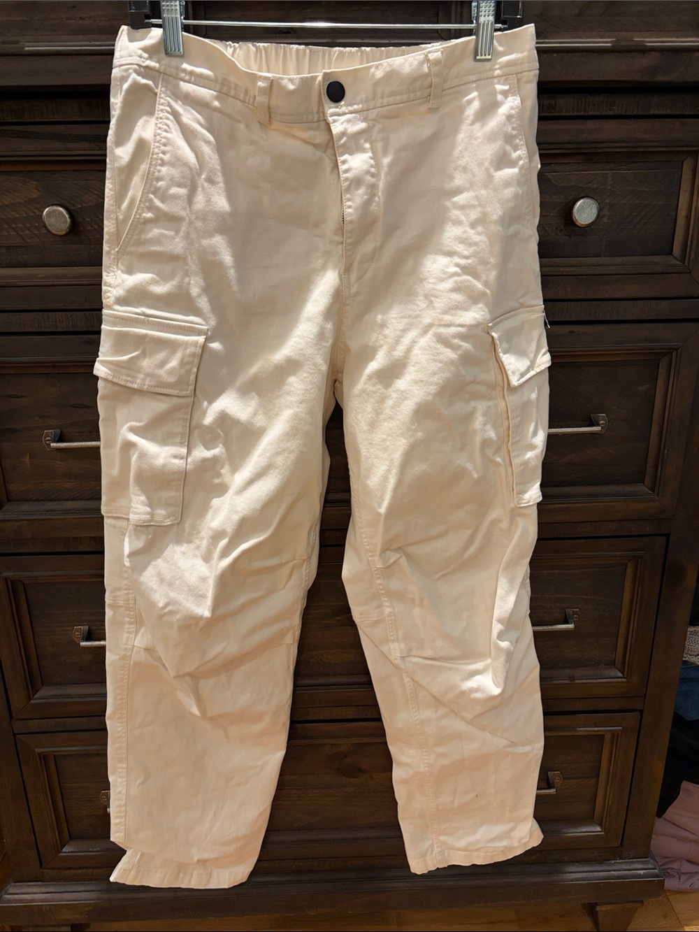 H&M Men's Cream Cargo Pants - Casual Utility Style